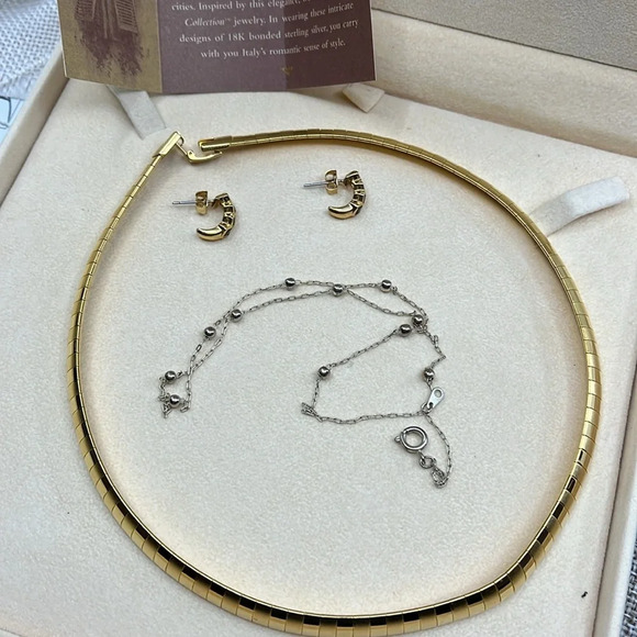 Vintage Veronese Collection 18K Bonded Sterling Silver Necklace & Earring Set - Picture 13 of 14